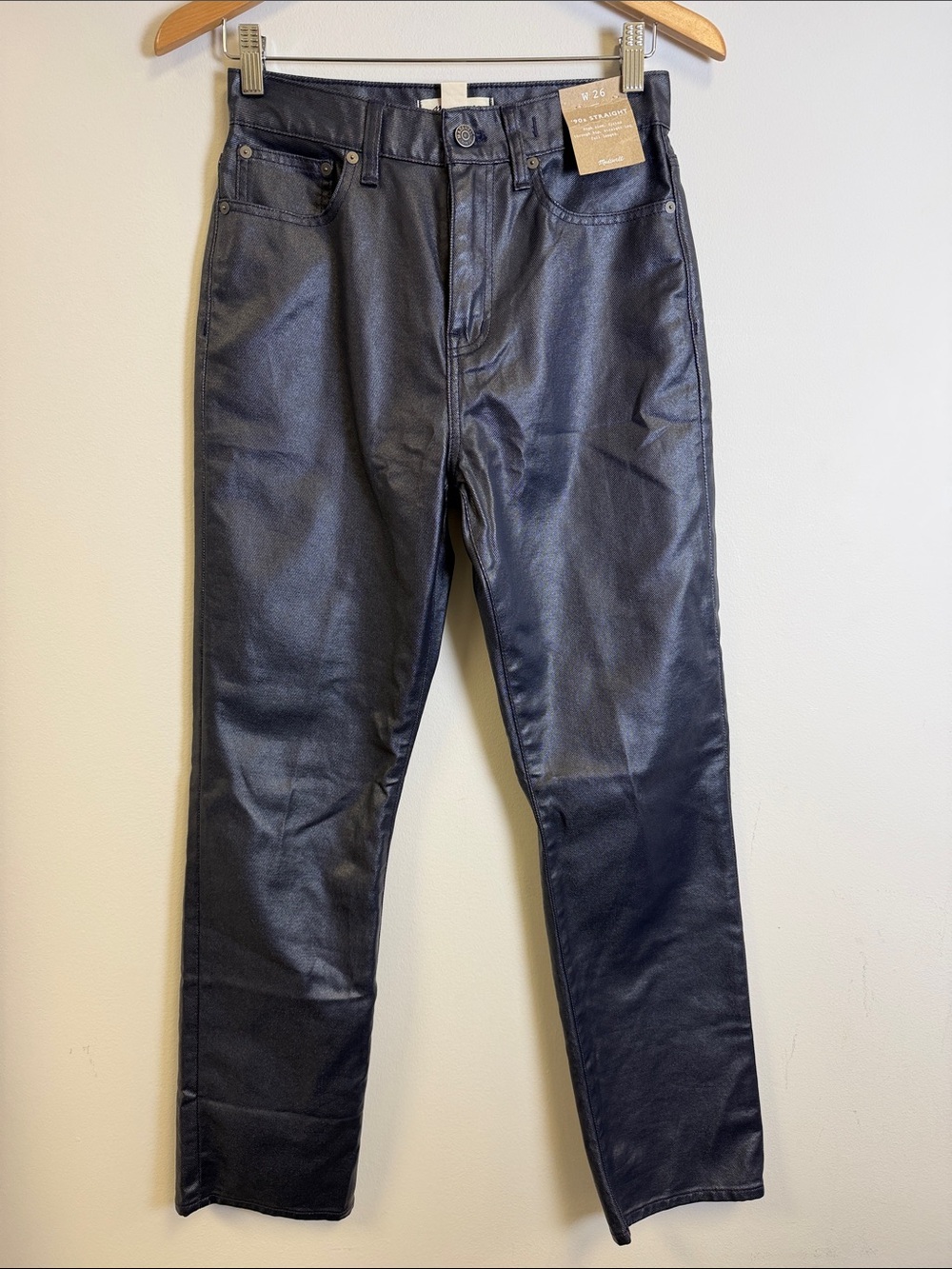 Madewell Black Slim Straight Coated Jeans